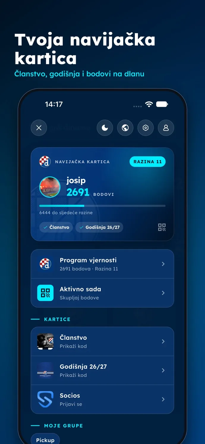 Navijačka kartica u GNK Dinamo aplikaciji