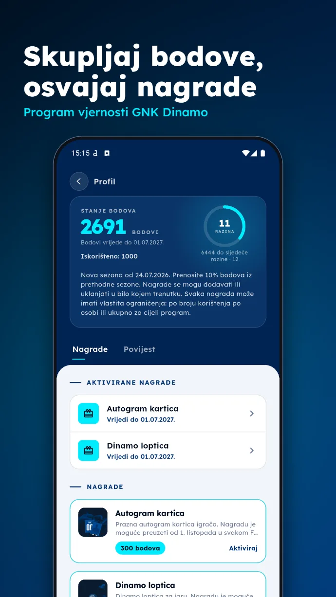 GNK Dinamo aplikacija — Skupljaj bodove, osvajaj nagrade